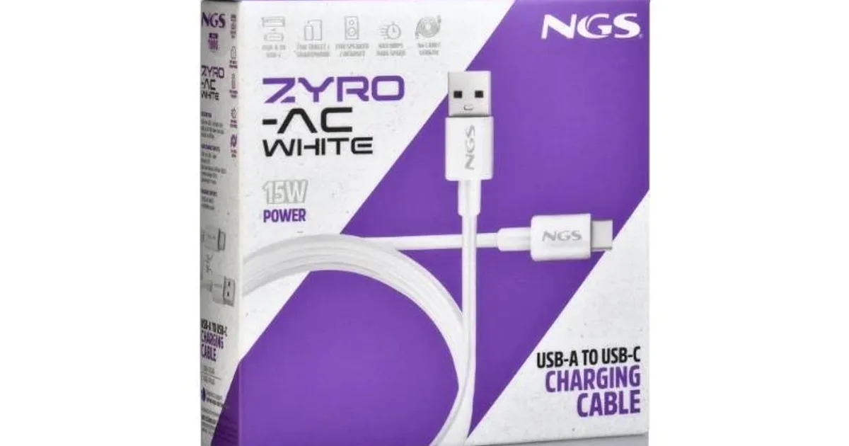 NGS CABLE CARGA RAPIDA USB-A A USB-C 1M BLANCO (4)