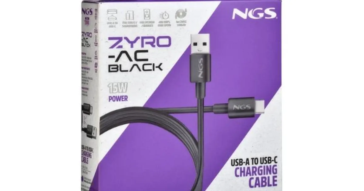 NGS CABLE CARGA RAPIDA USB-A A USB-C 1M NEGRO (4)
