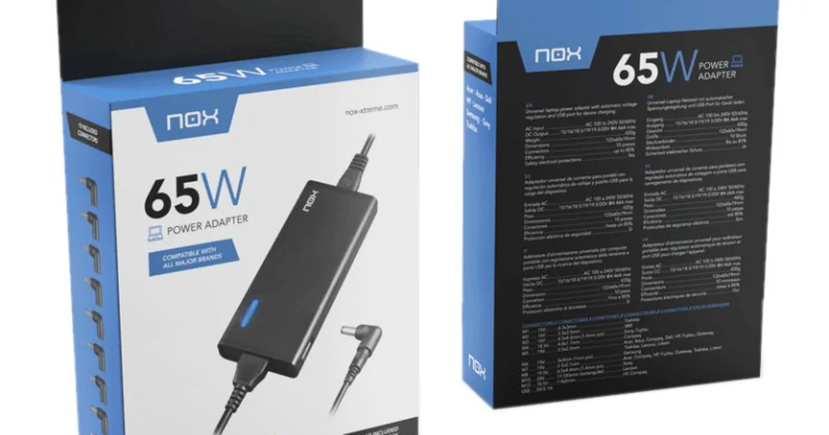 Nox Cargador para portátil 65W USB (4)