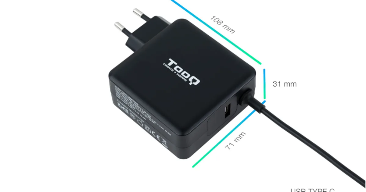 Tooq Cargador portátil conector USB-C 65W (3)