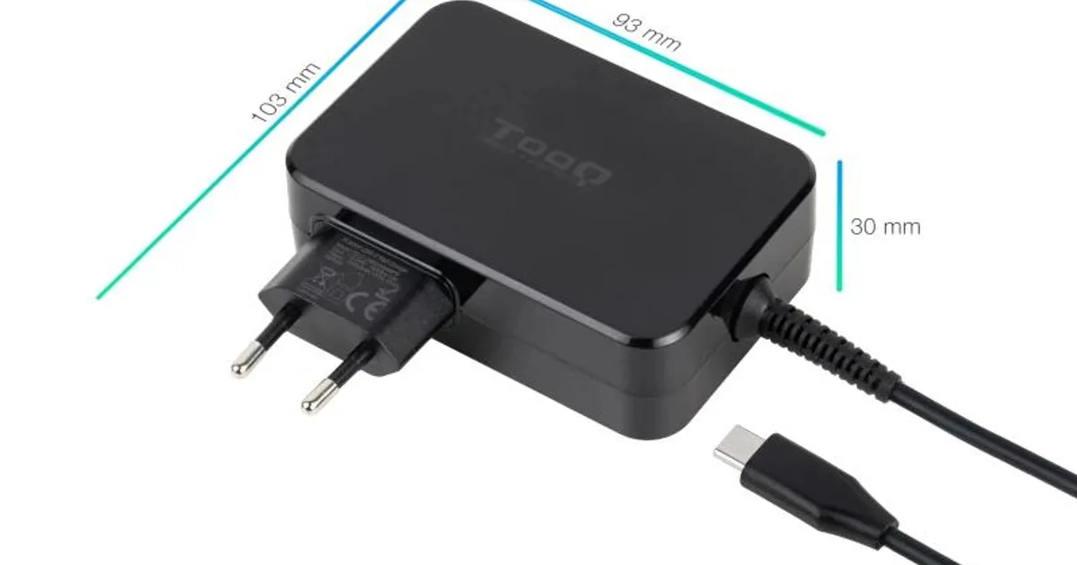 Tooq Cargador portátil GAN USB-C PD 100W Negro (2)