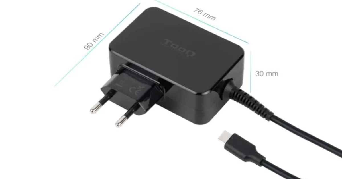 Tooq Cargador portátil GAN USB-C PD 45W Negro