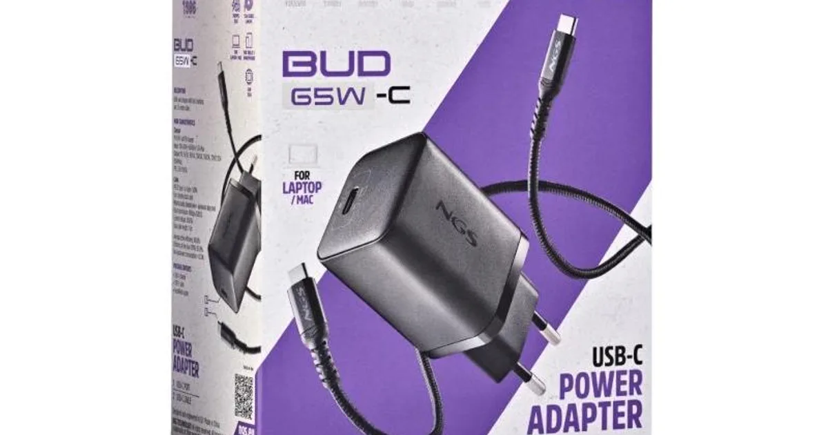 NGS CARGADOR GAN ULTRARAP 65W USB-C CON CABL (3)
