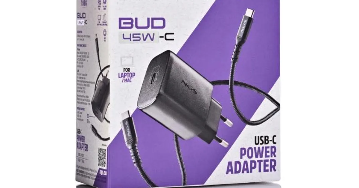 NGS CARGADOR GAN ULTRARAP 45W USB-C CON CABL (4)