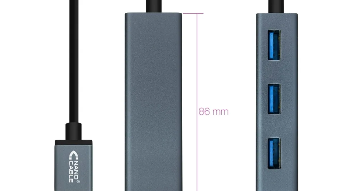 Nanocable Hub USB 3.0 4 x USB 3.0 10cm. Gris (2)