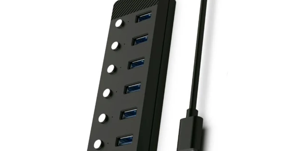 EWENT Hub usb-usb-c 7 ptos interruptor c/alimen.