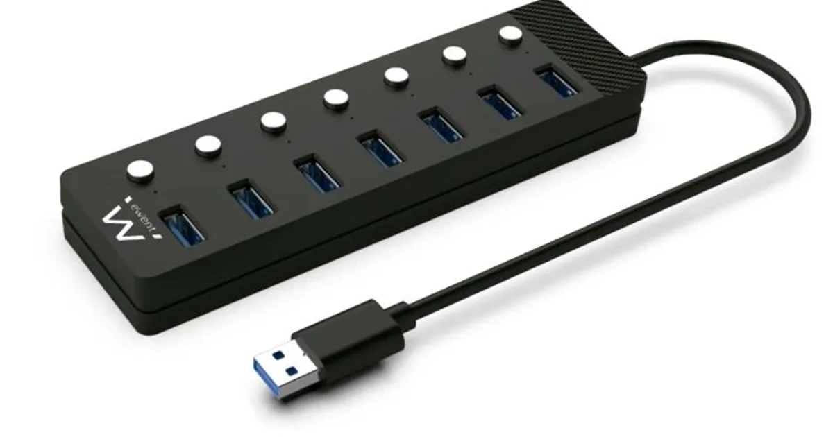 EWENT Hub usb-usb-c 7 ptos interruptor c/alimen. (3)