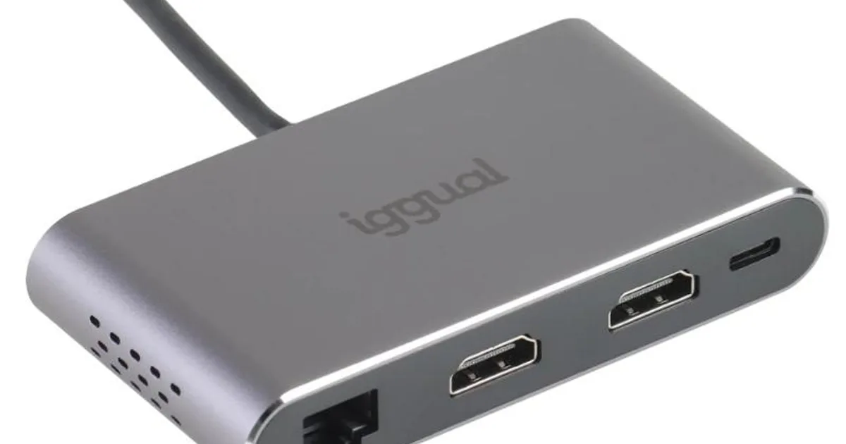 iggual Hub C 8 en 1 2xHDMI 2xUSB 2xSD RJ45 PD100W