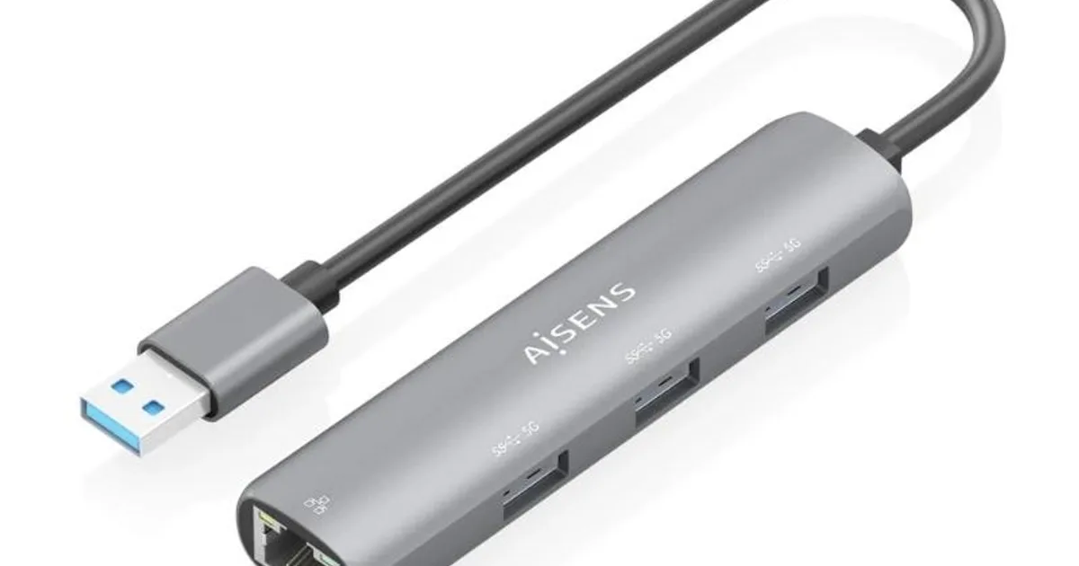 Aisens USB-A 3.0 Dock a RJ45 Hub 3xUSB-A 15cm
