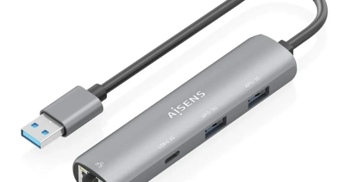 Aisens USB-A 3.0 Dock a RJ45 Hub 1xUSB-C 2xUSB-A