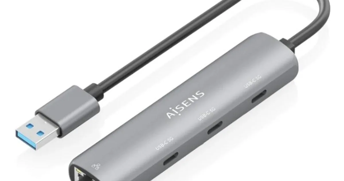 Aisens Dock USB-A 3.0 a RJ45 Hub 3xUSB-C 15cm