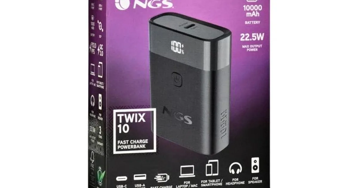 NGS BATERIA EXTERNA PORTATIL CARGA RAPIDA 22,5W (4)