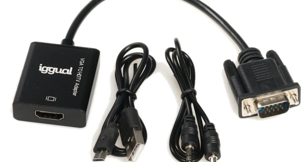 iggual Adaptador VGA a HDMI + audio + microUSB