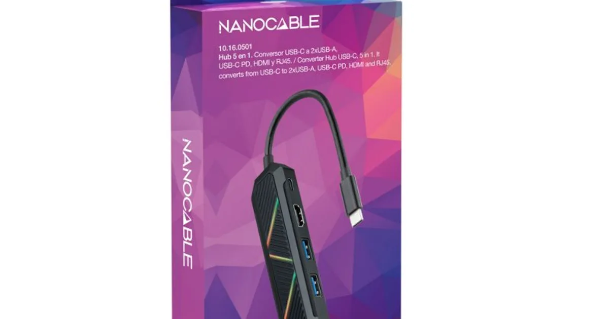 Nanocable Hub USB-C 5 en 1 USB-A+USB-C+HDMI+RJ45 (2)