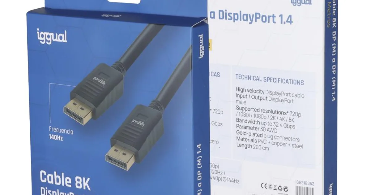 iggual Cable DisplayPort (M) 1.4 8K@60hz 2 metros (4)