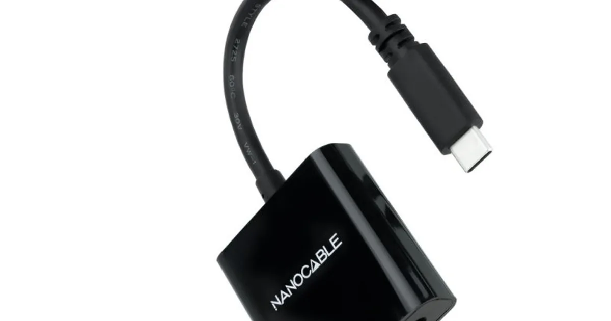 Nanocable Conversor USB-C/M a VGA/H Negro 10cm (2)