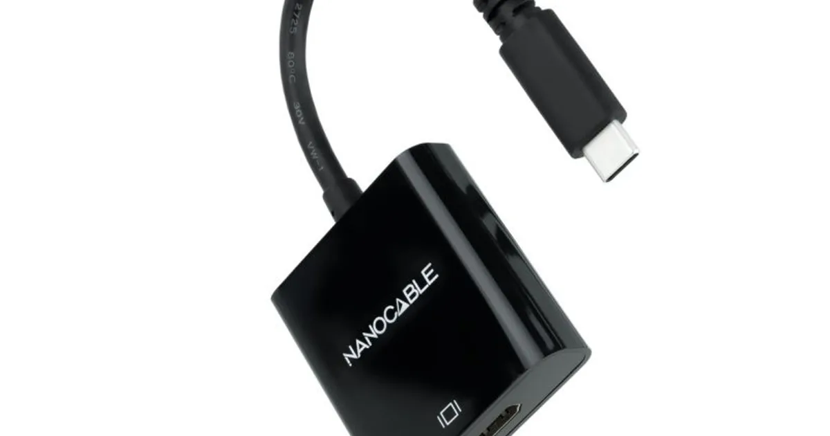 Nanocable Conversor USB-C/M a HDMI/H Negro 15cm (2)