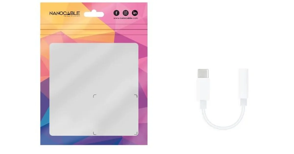 Nanocable Adaptador Audio USB-C-M a Jack-H, Blanco (3)