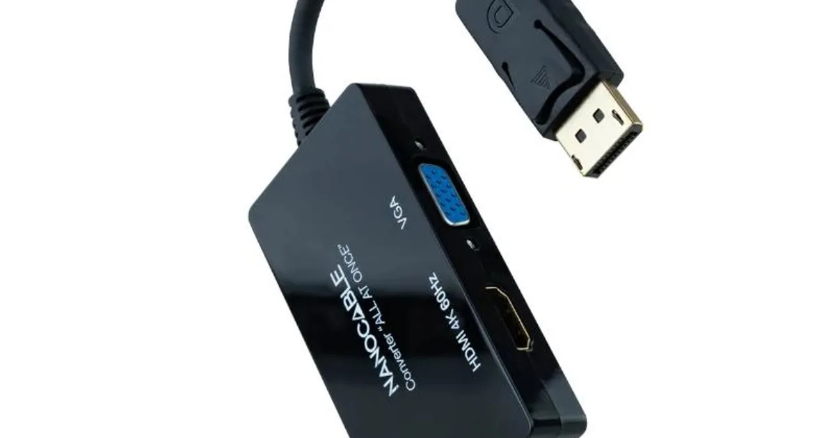 Nanocable Conversor DP a HDMI/DVI/VGA Negro 20 cm