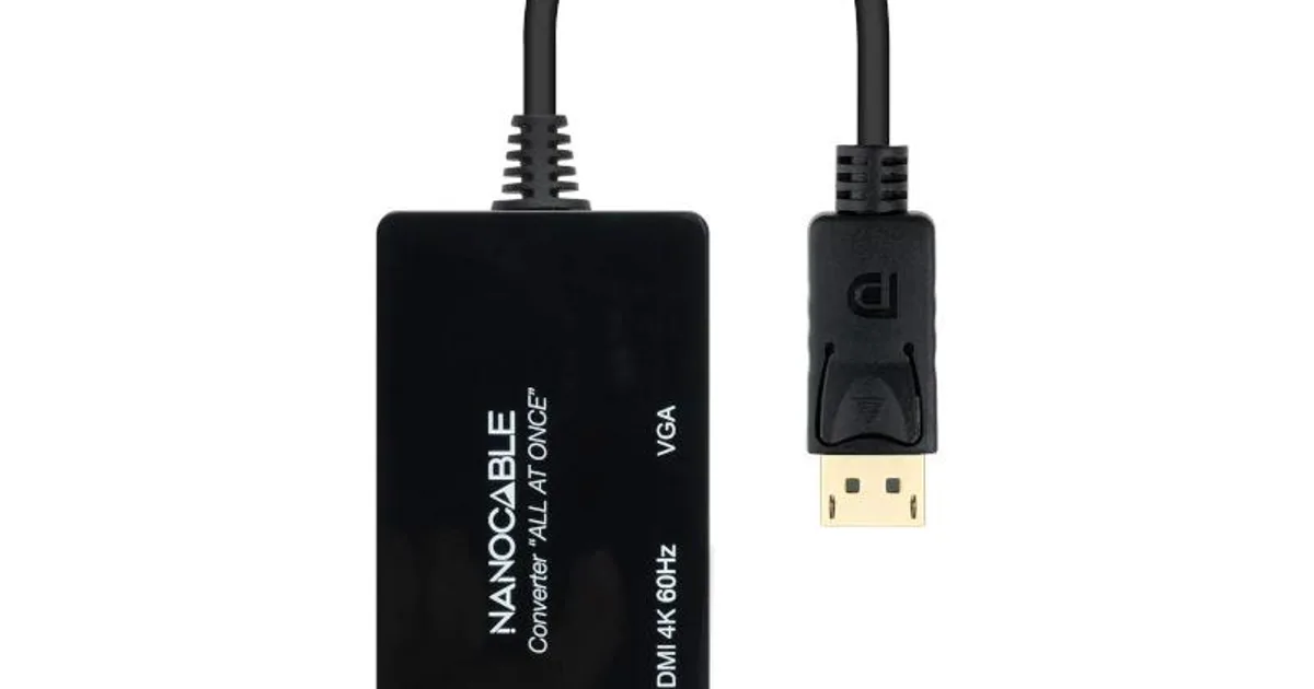 Nanocable Conversor DP a HDMI/DVI/VGA Negro 20 cm (2)