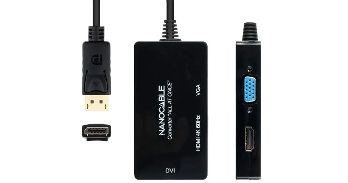 Nanocable Conversor DP a HDMI/DVI/VGA Negro 20 cm (3)