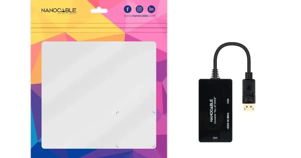 Nanocable Conversor DP a HDMI/DVI/VGA Negro 20 cm (4)