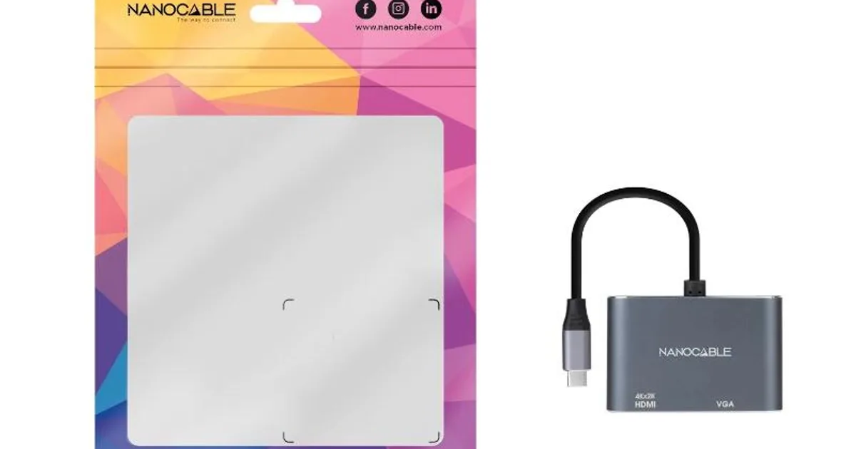 Nanocable Conversor USB-C/M a HDMI-VGA/H 15 cm (2)