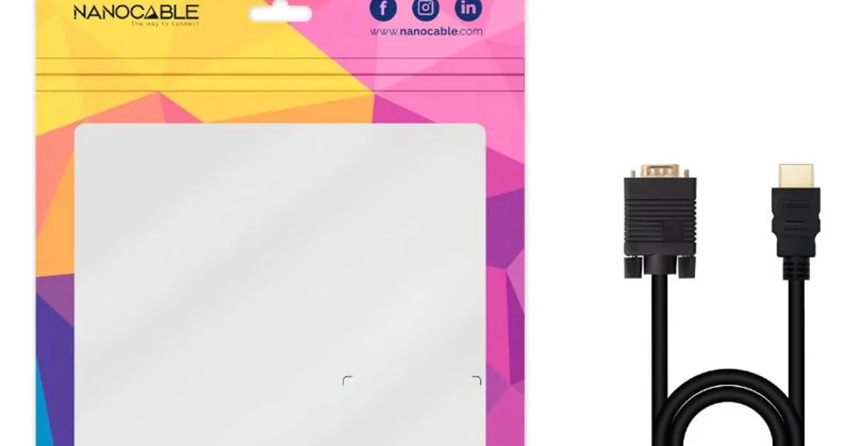 Nanocable Conversor HDMI a VGA M-M, 1.8 m Negro (4)