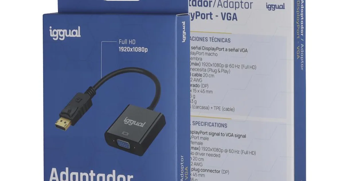 iggual Adaptador DisplayPort (M) a VGA (H) (2)