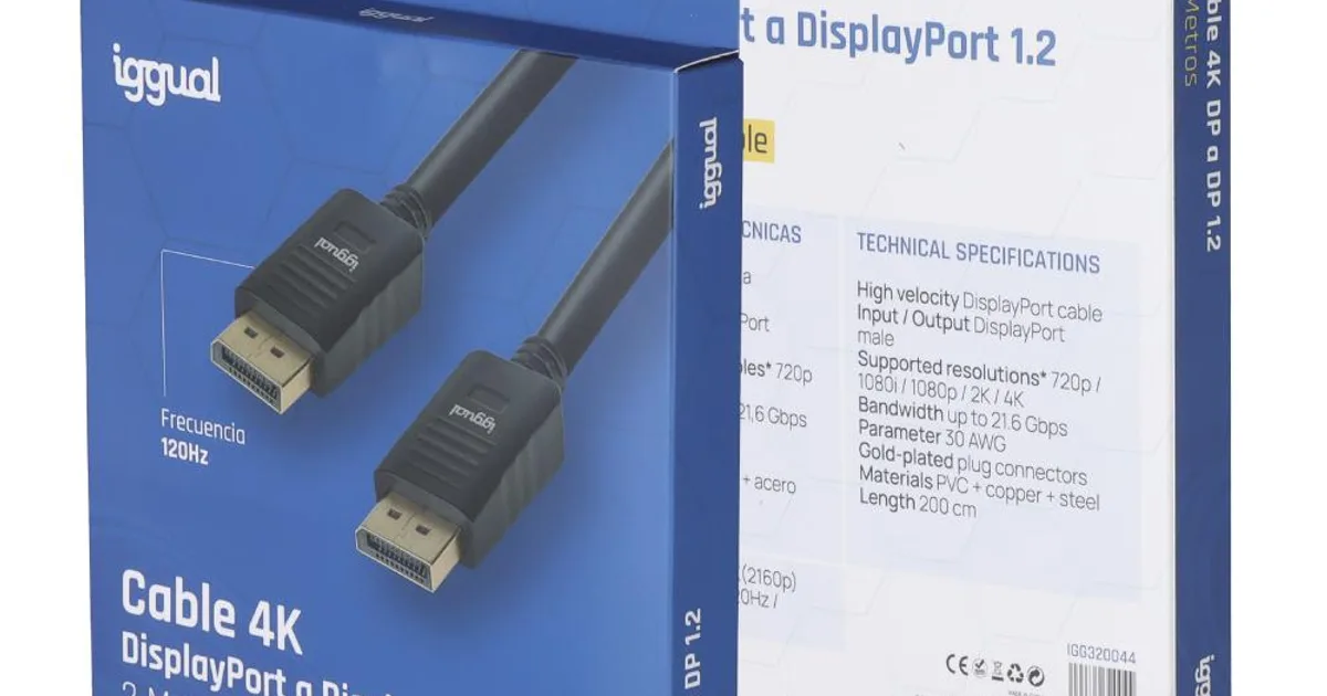 iggual Cable DisplayPort (M) 1.2 4K@60hz 2 metros (2)