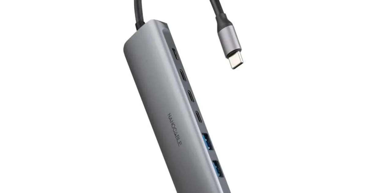 Nanocable Hub 8en1 USB-A+USB-C+HDMI+USB-C PD+Jack