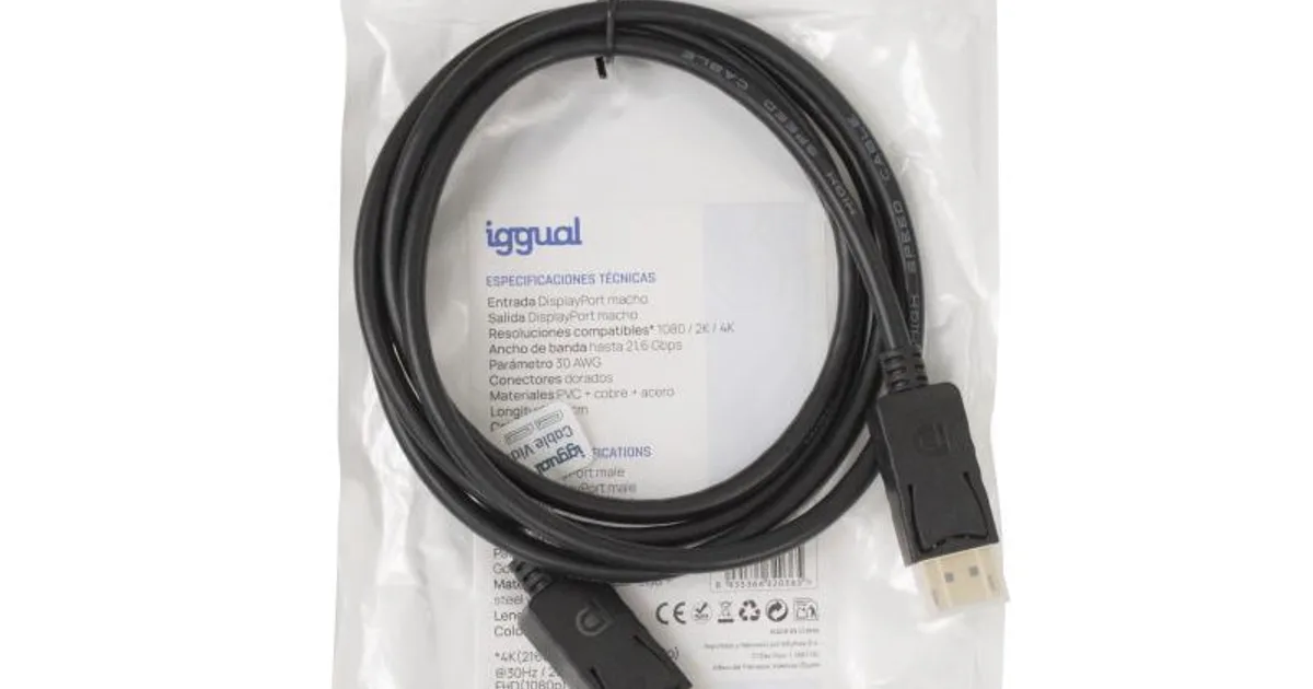 iggual Cable DisplayPort (M) 1.2 4K@60hz 1,8 m (2)