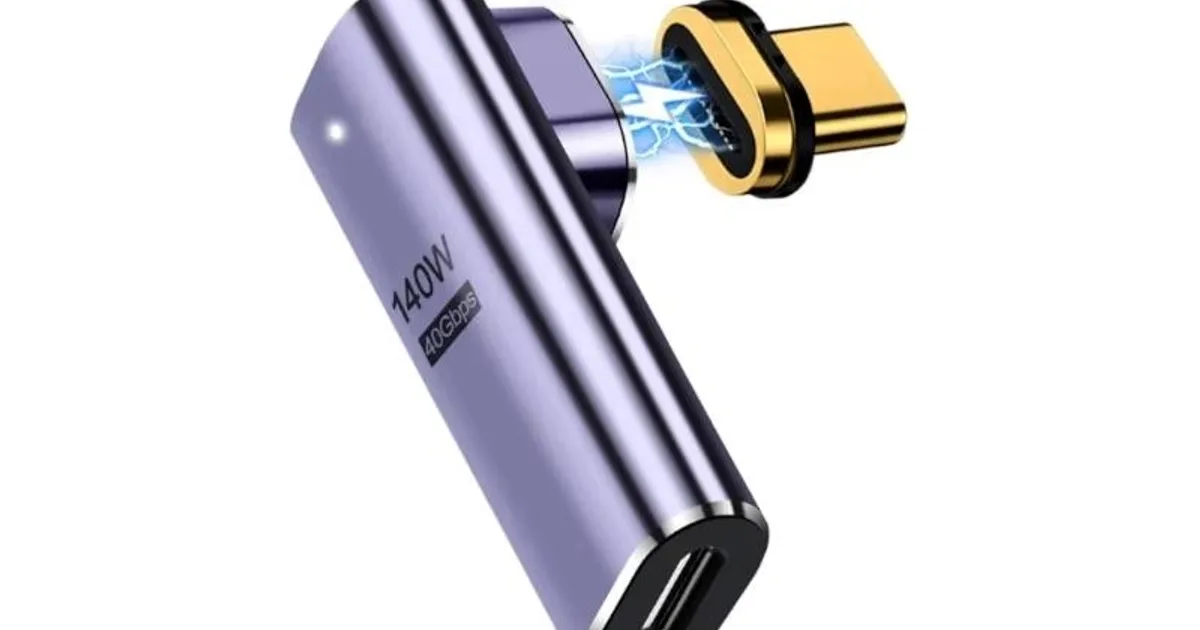 EWENT Adaptador Magnético USB-C  90º USB4 PD 100W