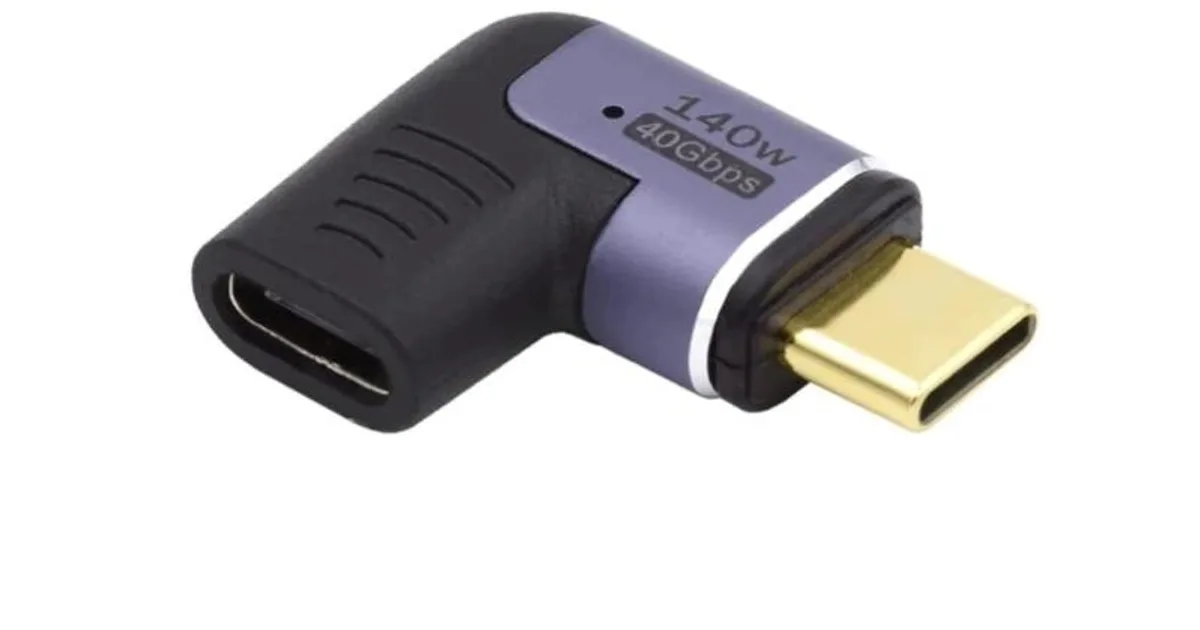 EWENT Adaptador Magnético USB-C  90ºUSB4 PD 140w