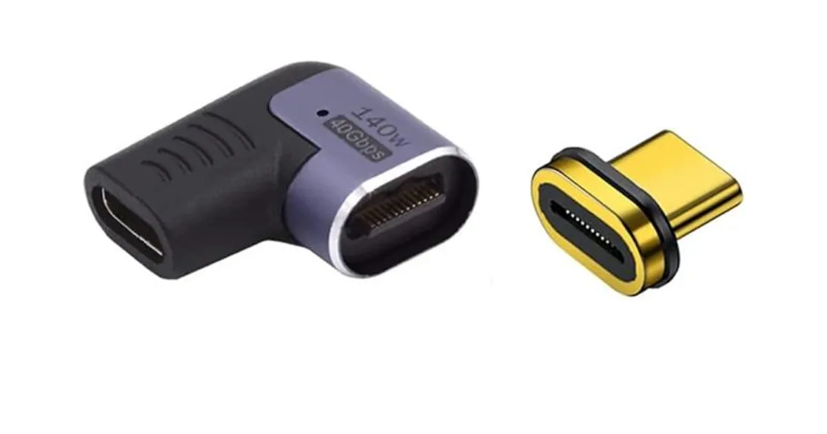 EWENT Adaptador Magnético USB-C  90ºUSB4 PD 140w (2)