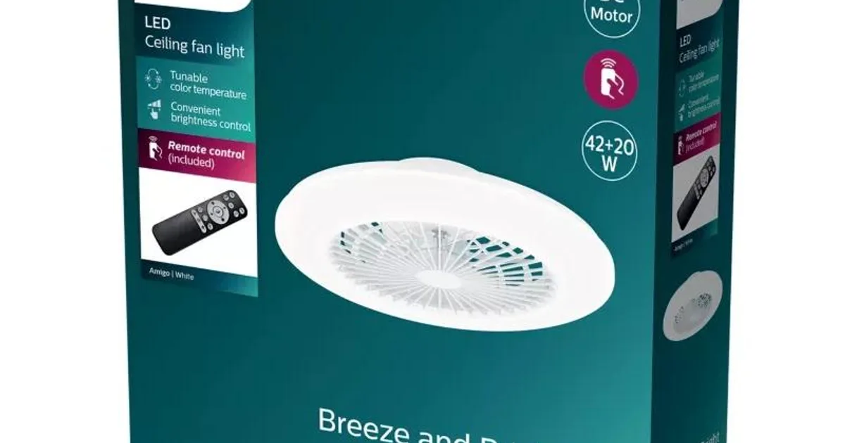 PHILIPS Ventilador techo Amigo LED 20+42W Blanco (2)