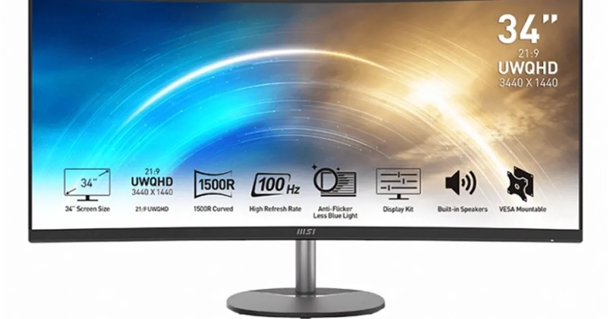 MSI MP341CQ Monitor34" UWQHD VGA HDMI MM curv