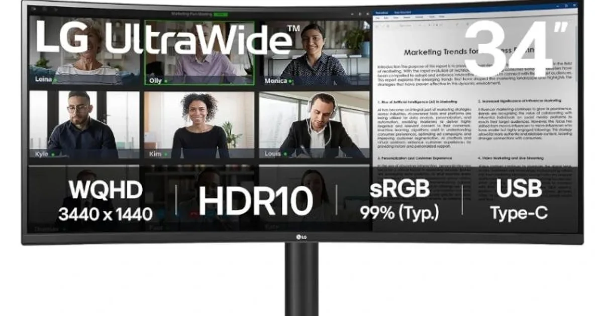 LG 34WR50QK-B monitor 34" WQHD 2xHDMI DP curvo