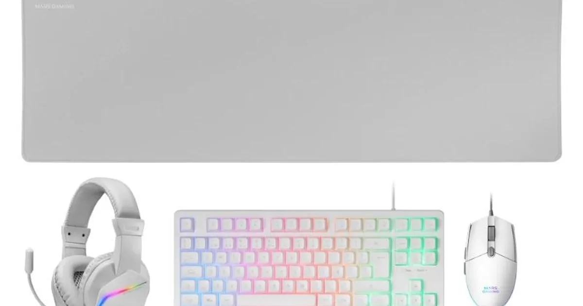 MARS GAMING Combo Gaming MCP-RGB3W 4EN1 BlancO