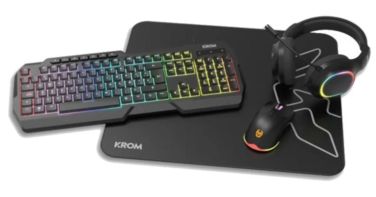 KROM KENTA PC Combo Gaming 4 en 1 RGB Negro