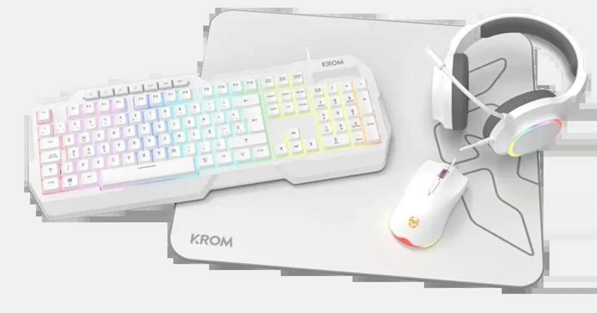 KROM KENTA PC Combo Gaming 4 en 1 RGB Blanco