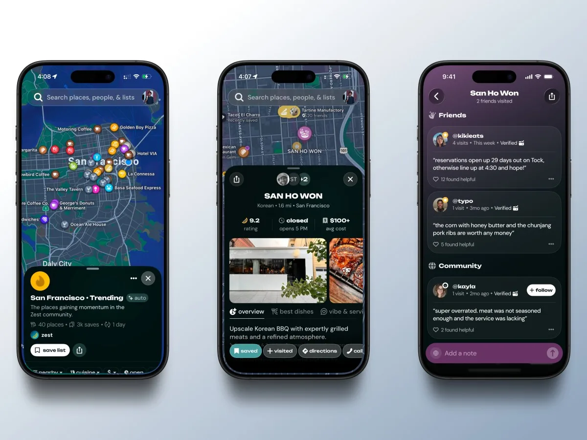 Zest, la nueva app con IA que recomienda restaurantes reales