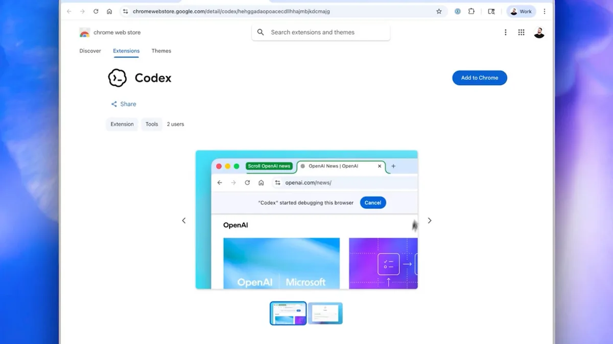 OpenAI lleva su IA Codex a Chrome con una nueva extensión