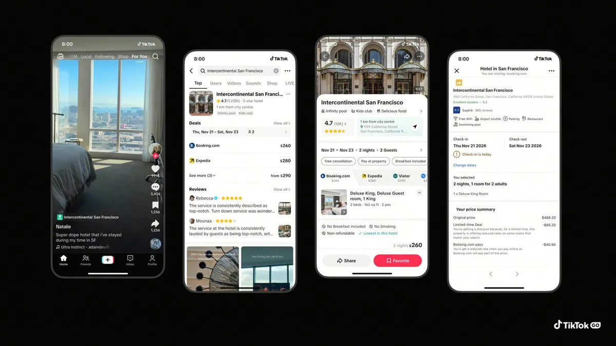 TikTok ahora permite reservar viajes directamente en la app
